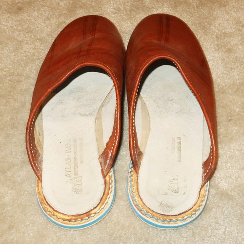 ATLAS-BANE Moroccan Handmade Men's Leather Mules Slip-on Sandles Size 9.5 NWOT - Picture 2 of 6