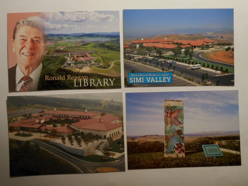 (4) VTG POSTCARDS RONALD REAGAN PRES. LIBRARY & MUSEUM SIMI VALLEY, CA. unposted