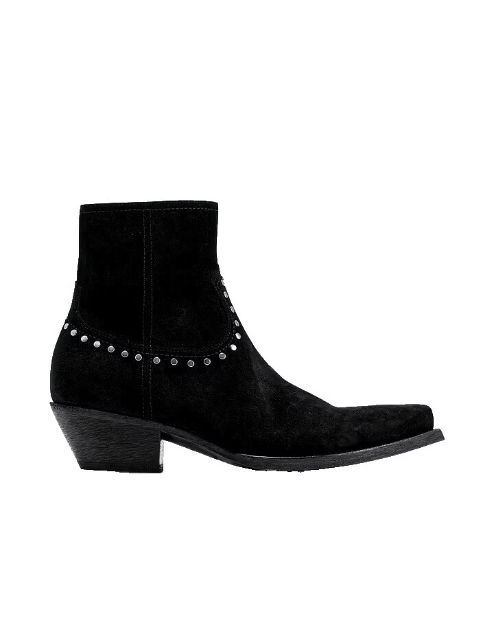Black Suede Western Boots for Men