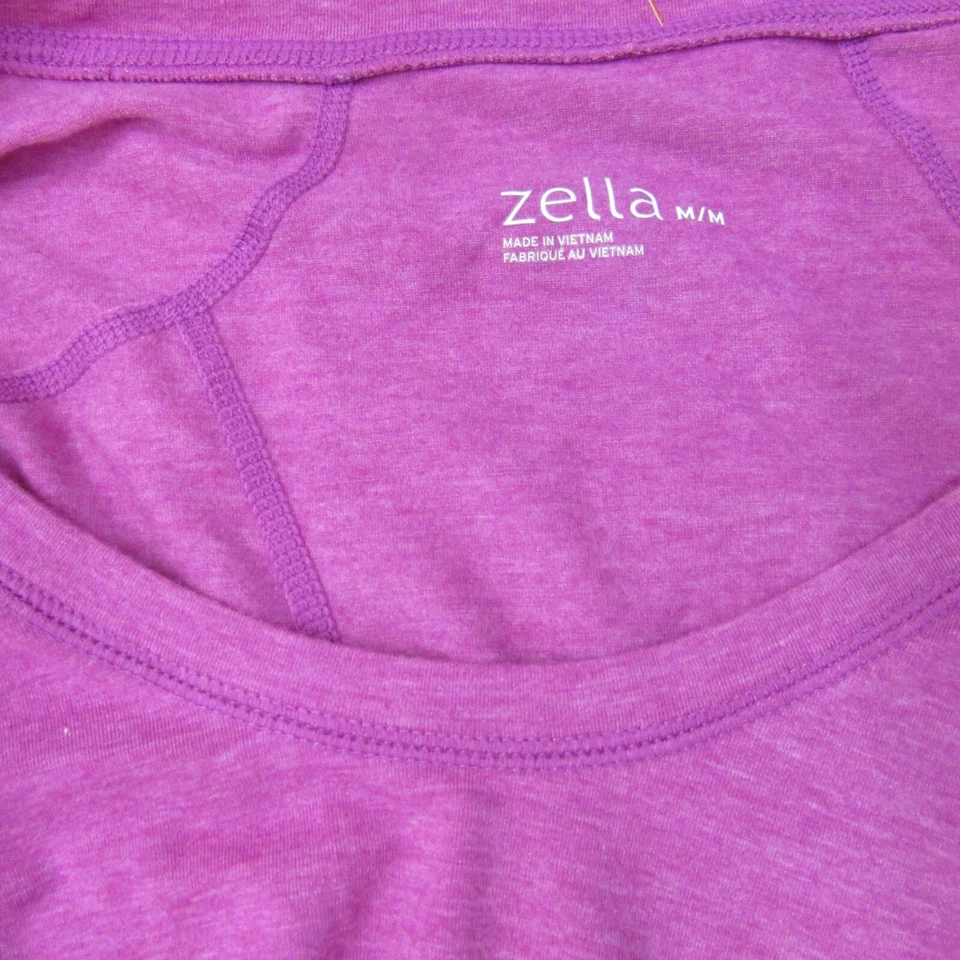 Top tejido Zella talla M manga larga jaspeado fucsia acanalado acentos agujeros para los pulgares Foto 4 de 4