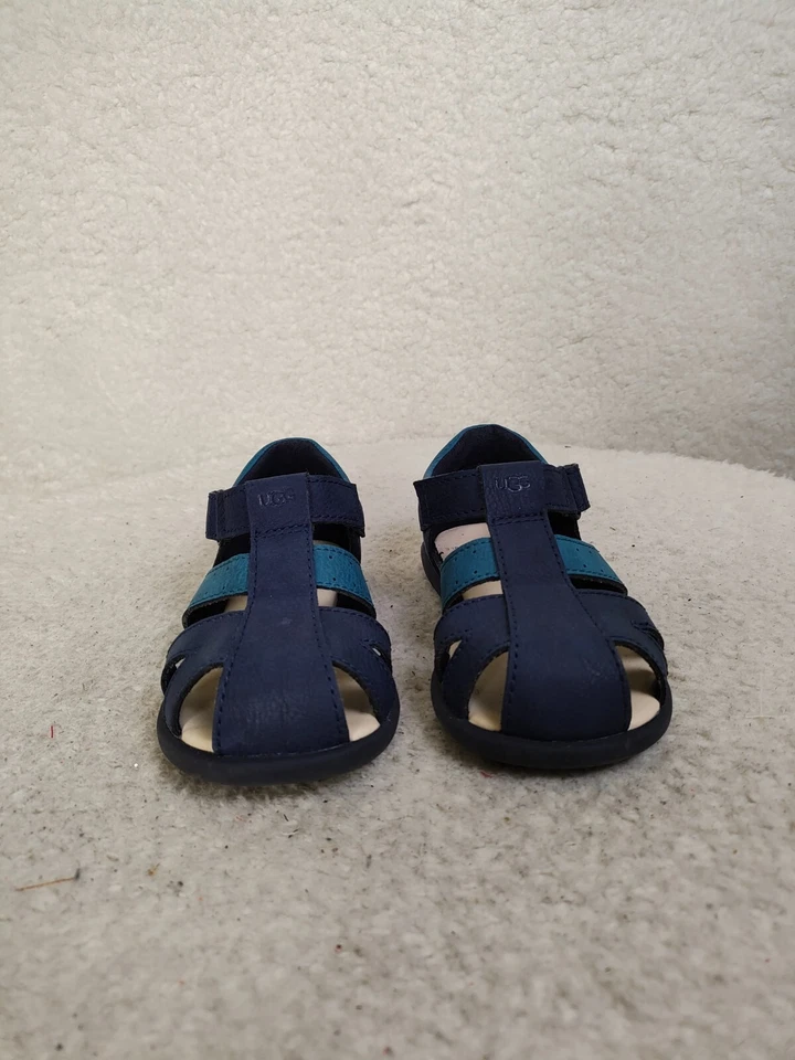 Sandalias de bebé UGG T Kylo 8 zapatos planos cómodos transpirables de cuero azul con tiras Foto 2 de 4
