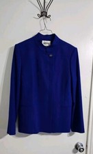 Kasper Wool Blazer Womens 8 Cobalt Blue Minimalist Career Wear Academia Lined