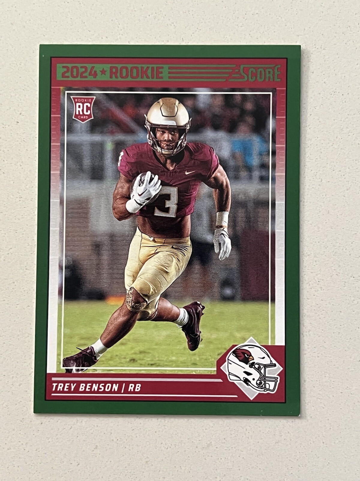 Trey Benson Arizona Cardinals 2024 Score Green Parallel "2024 Rookie" #354
