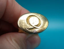 Vintage Mid-Century Goldtone Initial "Q" Sealing Wax Stamp Seal
