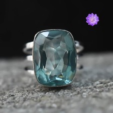 Blue Topaz Gemstone 925 Sterling Silver Ring Handmade Jewelry Ring For Gift