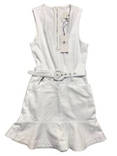 7 FOR ALL MANKIND Denim Jean Sleeveless Belted Mini Dress White XS (MSRP $258)