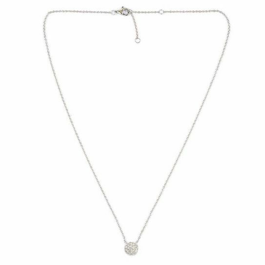 Collier pastille pavé zirconium pendentif médaille argent massif 925 femme sans nickel