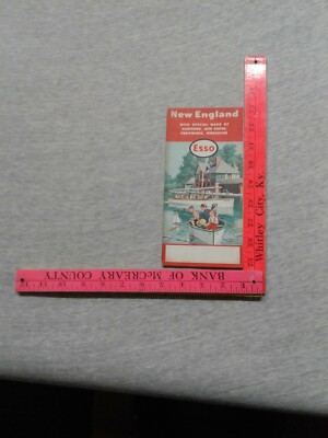 1957 ESSO Roger Williams Park Road Map NEW ENGLAND Rhode Island Maine Worcester