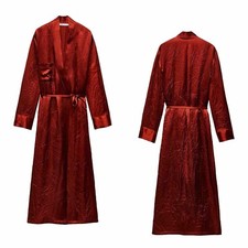 ZARA NEW WOMAN SATIN EFFECT WRAP DRESS ZW COLLECTION DARK ORANGE REF: 8595/980