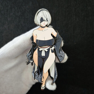 Oversized！ NieR Automata 2B YoRHa Magnetic Metal Enamel Pin Badge Collectible