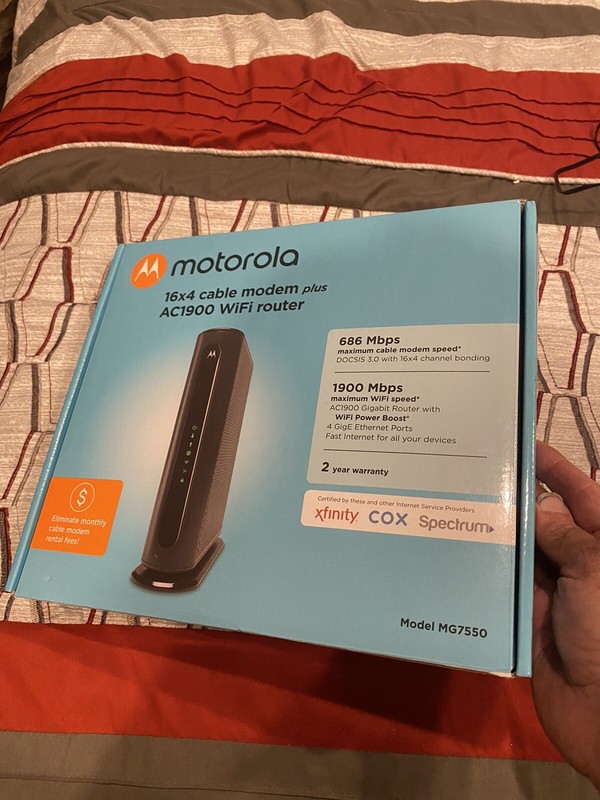 Motorola MG7550 16X4 Cable Modem Wifi Router Combo Dual Band High Speed