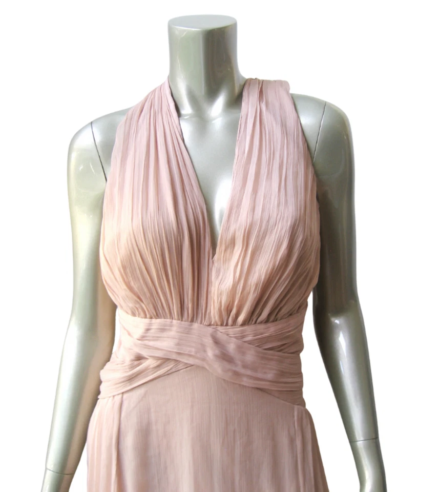 IN0036 ASOS DESIGN Curve NUEVO Maxi Vestido Mujer Antiguo Rosa Transparente Arrugado Gasa Foto 2 de 4