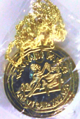 NEW GOLD CHAIN NECKLACE HEAVY MEDALLION COIN PENDANT CAESAR'S PALACE LAS VEGAS