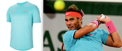 SALE* NIKE RAFA RAFAEL NADAL V-NECK SHIRT FRENCH OPEN SALMON