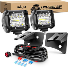 2PC 4Inch Triple Row Lights 60W Flood Spot Combo 6000LM Bar Driving Boat Led off