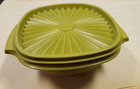 Vintage Tupperware Square Servalier With Starburst Snap Lock Lid Harvest Green — photo 1