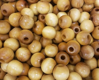 Lot of 24 Natural Wood Round Macrame Wooden Craft Plant Hanger Beads 1-1/8'' 28mm