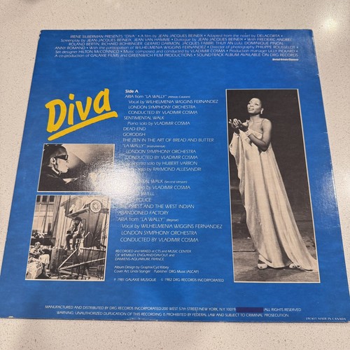 1982 DRG Records DIVA Original Soundtrack FRANZÖSISCHER IMPORT super sauber LP - Bild 2 von 3