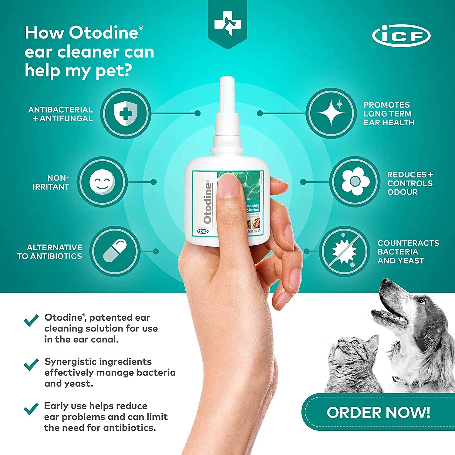 Otodine Ear Cleaner Antibacterial Solution AntiBacterial For Pet Dog