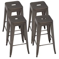 30" Set of 4  Metal Bar Stools Counter Kitchen Height Barstools Stackable Chairs