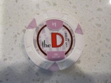  1 THE D Purple White  Red Casino Las Vegas NV  FREE Mystery Bonus Poker Chip