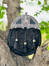 Scottish Rampant Lion Antique Sporran 3 Tassels Kilt Sporran With Chain  Belt