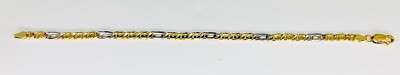 Bracelet Maillé Or 18K Jaune/blanc - 5,4 Grammes, Unisexe, Neuf Avec étiquettes