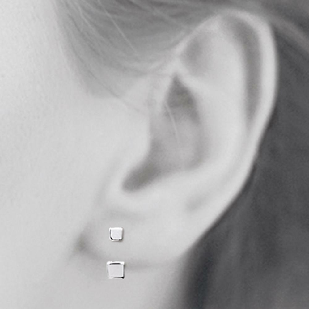 Boucles d'oreilles cubes argent 925 pour oreilles sensibles sans nickel