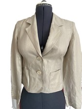 New Michael Kors Size 4 Women s Shemering Beige Collared Pockets Blazer Jacket