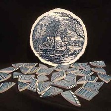 Mosaic Supply Currier  Ives Blue and White Tiles with Focal