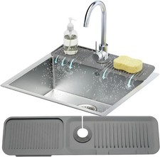 24" Silicone Faucet Mat Kitchen Sink Splash Guard Water Catcher Drying Mat Gray