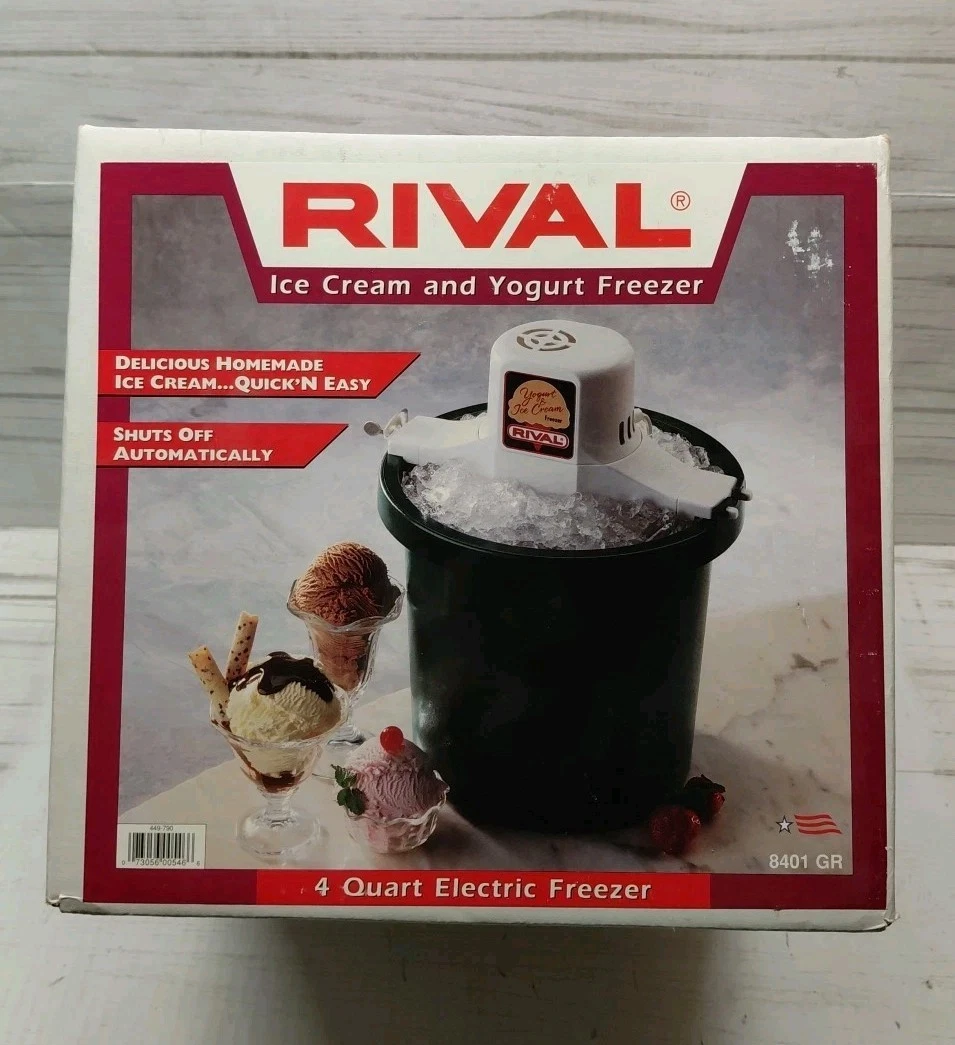 VTG Rival Ice Cream & Yogurt Freezer Maker Model 8401 Green Electric 4 Qt NOS