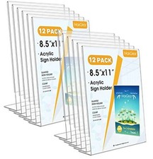 Acrylic Sign Holder 8.5 x 11 Inches, Clear Sign Holders Plastic Display 12