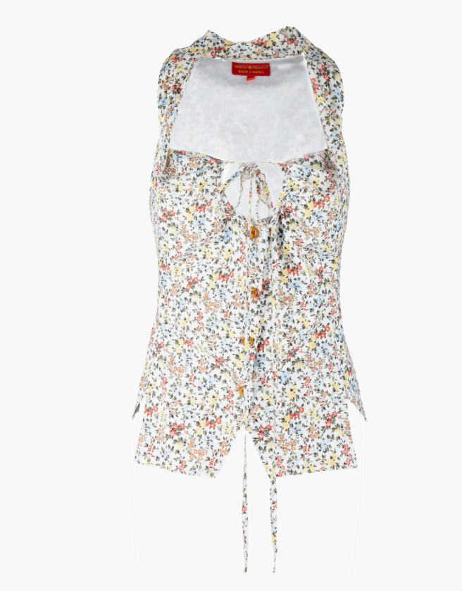 Top Vivienne Westwood etichetta rossa con stampa floreale