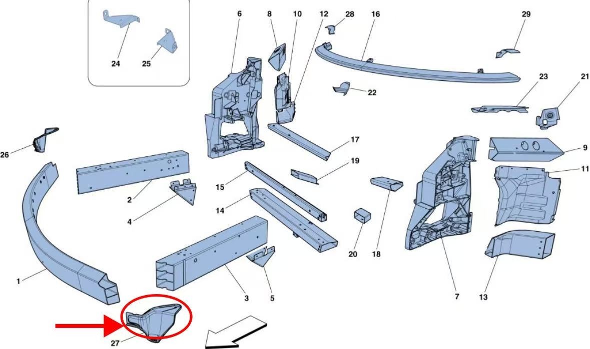 Ferrari 458 Left Radiator fastener bracket P/N 82982000