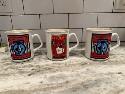 Vintage Fishboy Cafe Mugs Set Bait Shop Blend Campfire Cafe 90s
