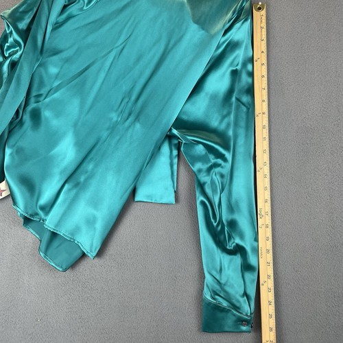 VTG Sal Antony 100% Silk Blouse Sz 10 NWT Green Tie Neck Long Sleeve Retro 80s - Picture 12 of 12