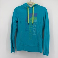 The North Face Womens XS Teal Blue Hoodie Logo Graphic Pullover Athleisure