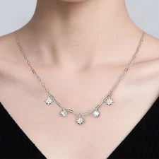 PANDACH 925 Sterling Silver Starlight Sparkle Necklace For Women Jewelry Gifts