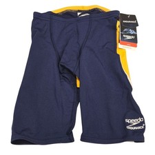 Speedo Endurance Edge Splice Jammer Mens Size 24 Navy Yellow NWT