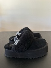  DEFECT UGG Shearling Slip-On Suede Slippers Black Fur Trim US 10 UK 8 EU 41
