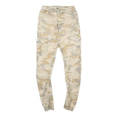 FSBN Mens Cotton Beige & Cream Slim Cargo Trousers W27 L31 Casual Pockets