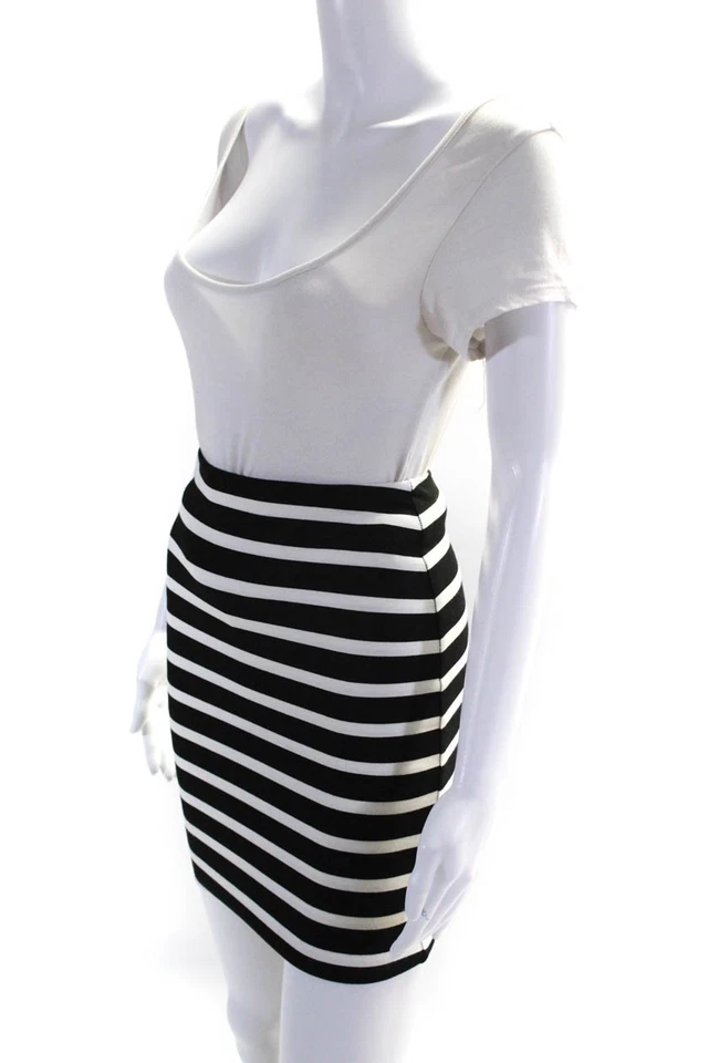 Falda lápiz a rayas negra blanca talla extra pequeña Torn by Ronny Kobo para mujer Foto 2 de 4