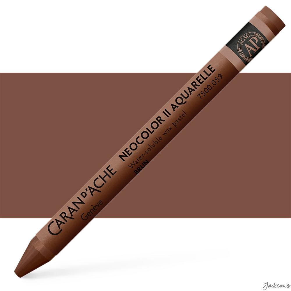 Caran d'Ache Neocolor II Watercolour Crayon Wax Based Brown For Artists