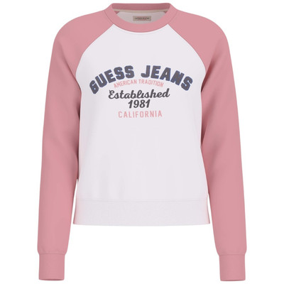 Guess Jeans Sweatshirt Weiß Rosa Damen Sweatshirt Guess W5RQ23K68I4F6DX