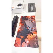 Anime Style Flame Warrior Oversized Mouse Pad 23.6" X 11.5" Gaming Keyboard Mat