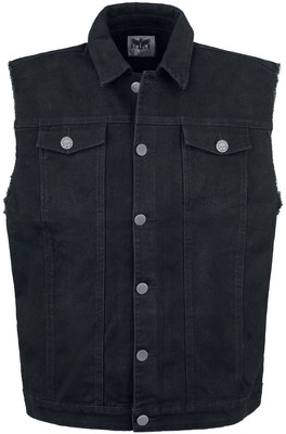 Black Premium by EMP Herren ärmellose Jeansweste mit Hemdkragen