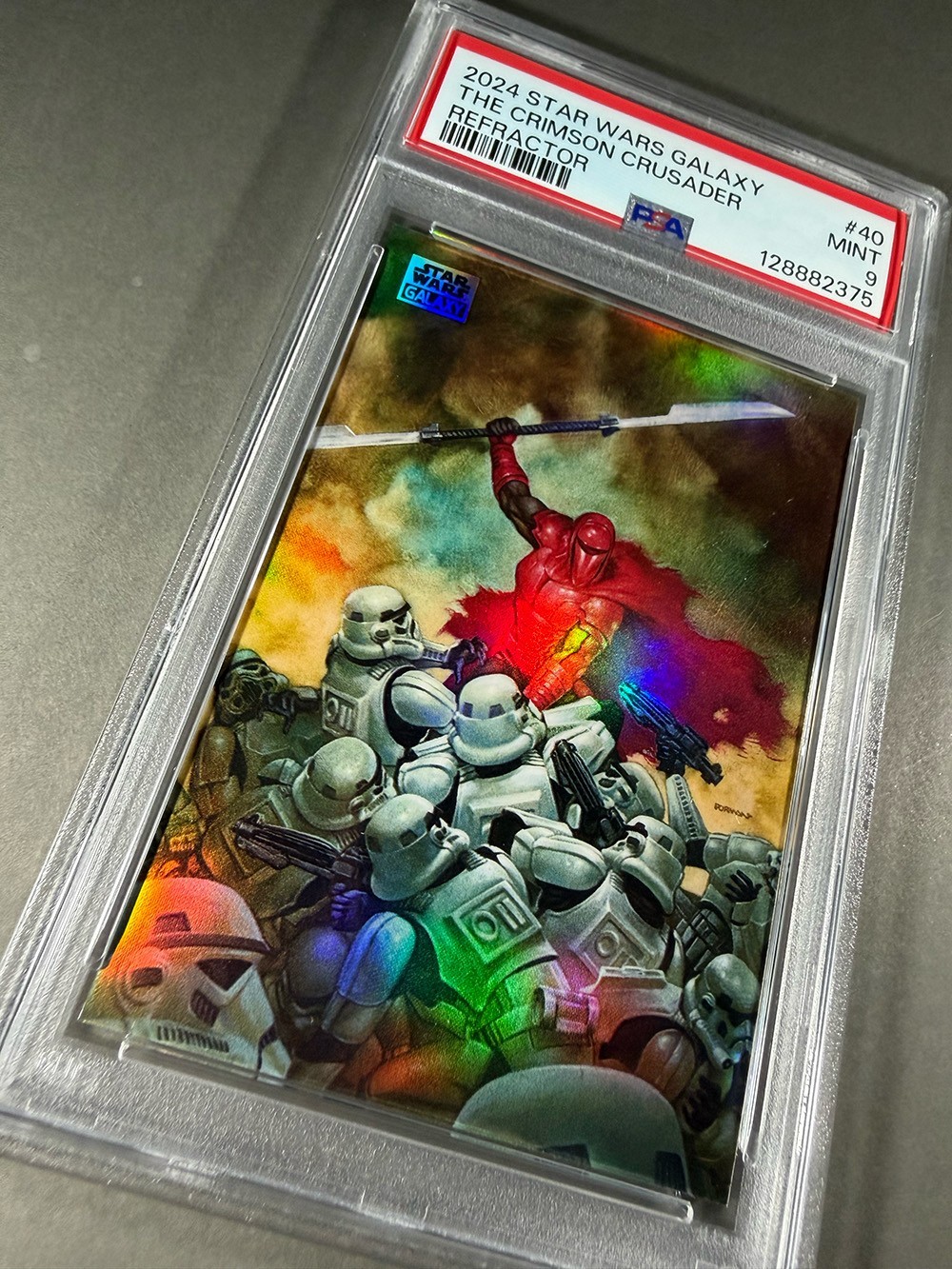 (PSA 9) 2024 Star Wars Galaxy #40, “The Crimson Crusader” Refractor