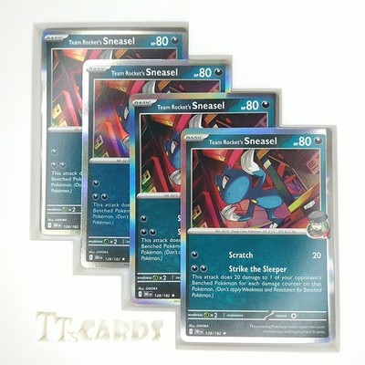 Team Rocket's Sneasel Holo 128/182 x4 Playset 4x Pokemon SV Destined Rivals DRI