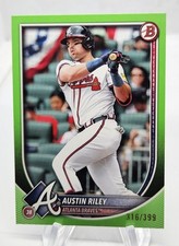 Austin Riley 2025 Bowman Base Paper Neon Green #316/399 Atlanta Braves